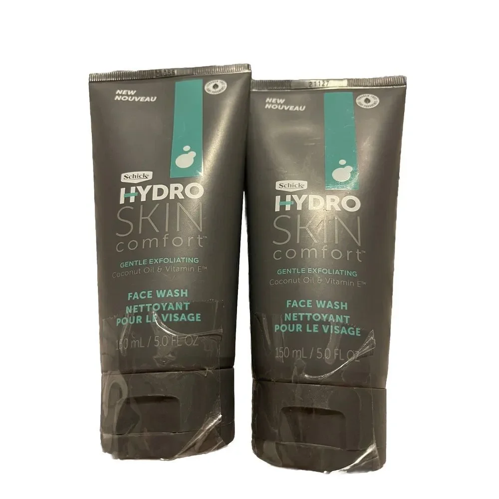 2 Schick Hydro Skin Comfort Exfoliating Face Wash W/ Coconut Oil &Vitamin E T-54